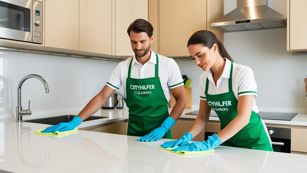 Cityhilfer cleaning team in action cleaning kitchen in Berlin