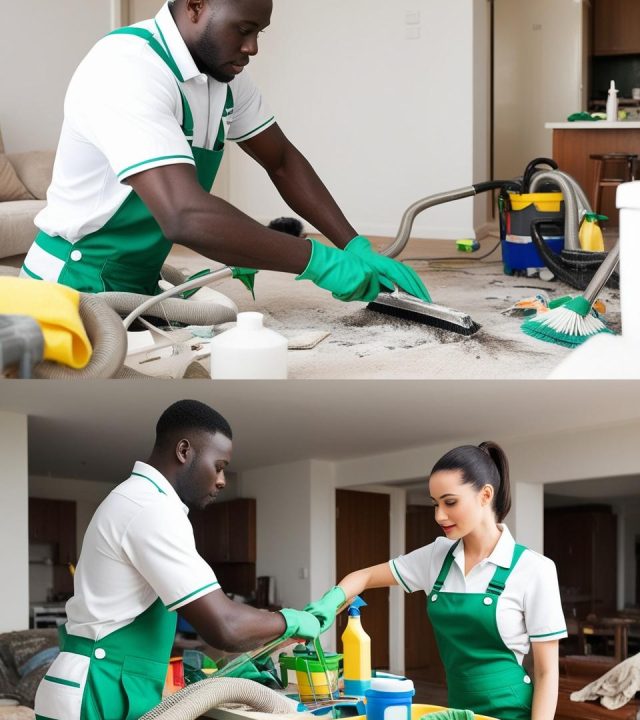 Professional cleaners doing basic cleaning of house in Berlin Germany